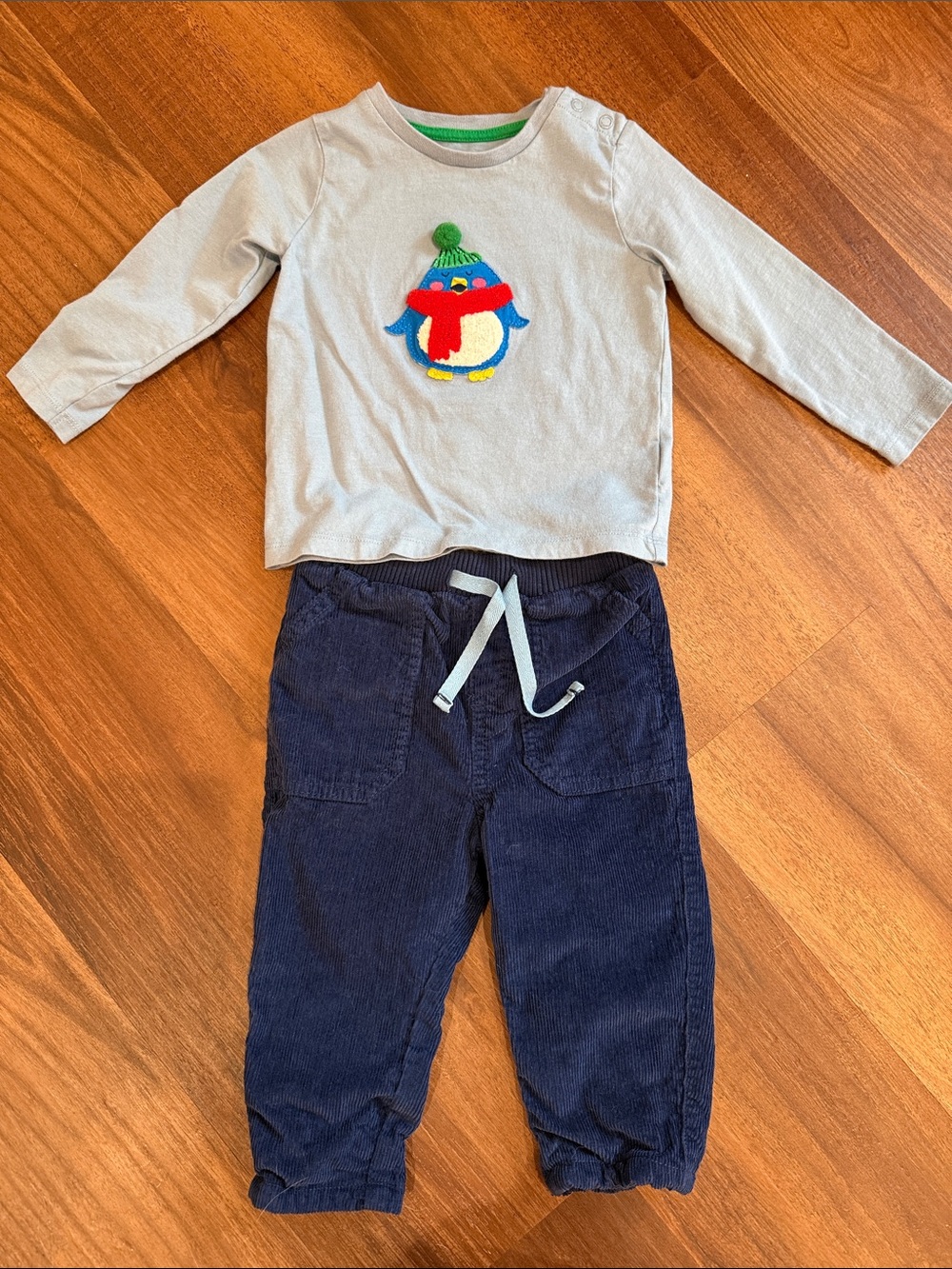 Baby Boden Light Blue Top with Navy Blue Pants Kids Matching Set